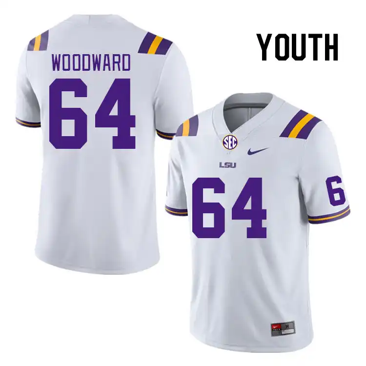 Youth LSU Tigers Wes Woodward #64 White NCAA Football Jersey